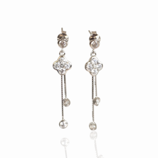 Сребърни обеци Silver Clover Drop Sparkle