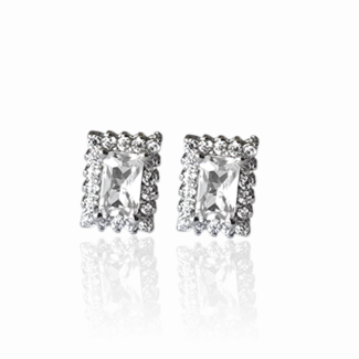 Сребърни обеци Silver Emerald Cut Halo