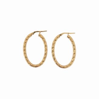 Сребърни обеци Golden Textured Oval Hoops