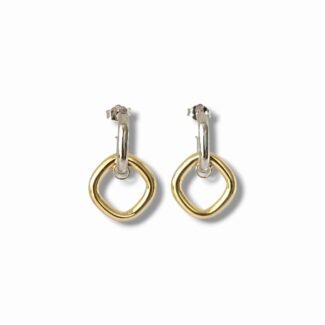 Сребърни обеци Golden Square Hoops