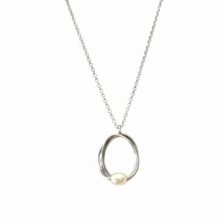 Сребърно колие Oval Pearl Pendant