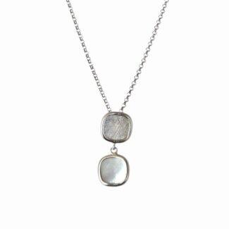 Сребърно колие Matte & Mother of Pearl